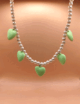 necklace with pearls and mint hearts