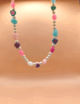 necklace with colourful beads and pearls