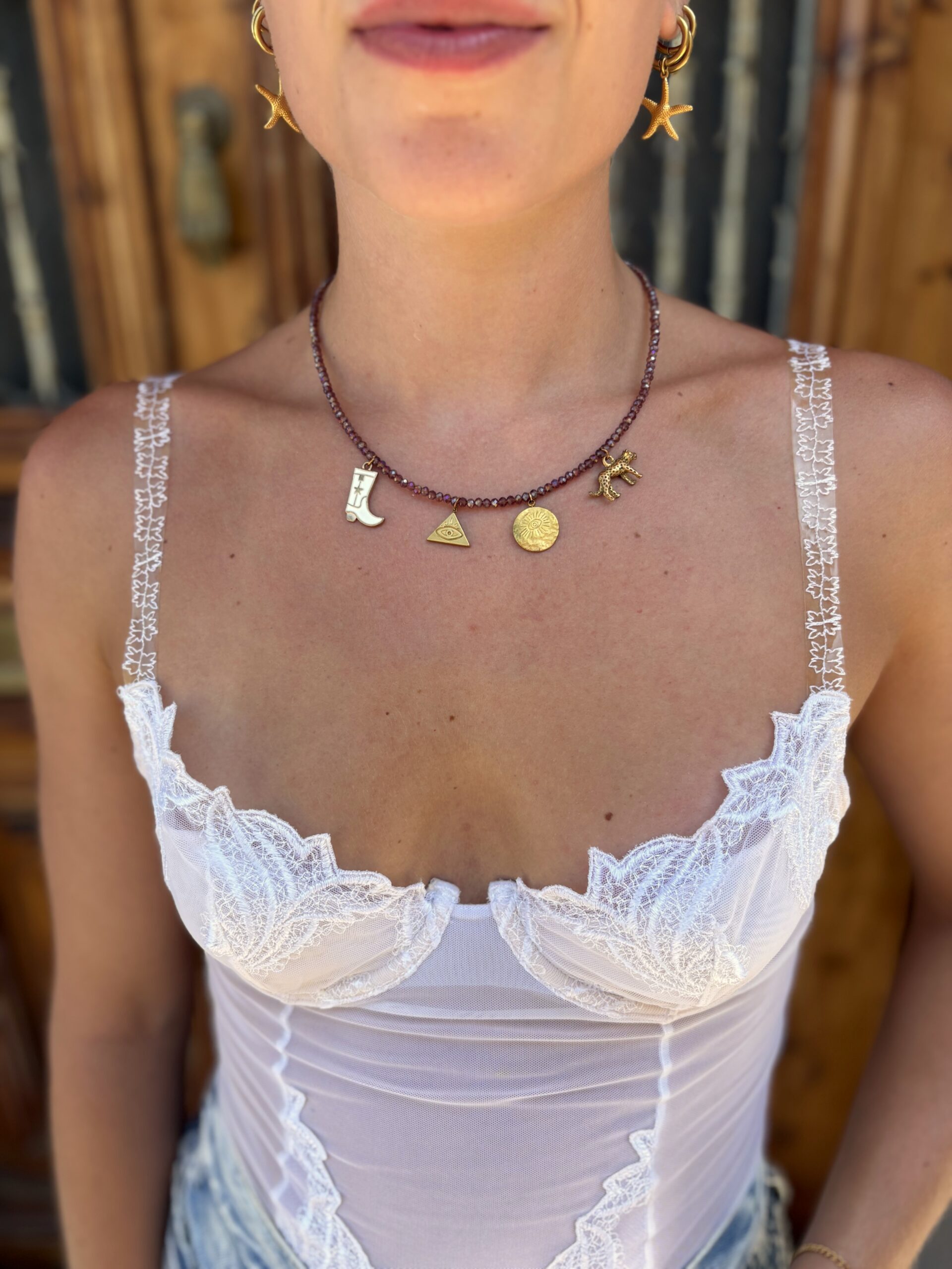 necklace with beads and charms