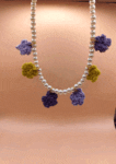 necklace with pearls and crochet flowers