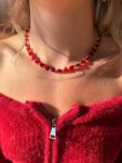necklace with red hearts and gold details