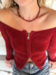 necklace with red hearts and gold details