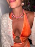 Handmade Necklace with pearl pink chips