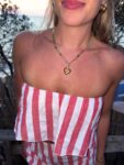 Handmade Necklace with stainless steel heart shaped pendant with flower